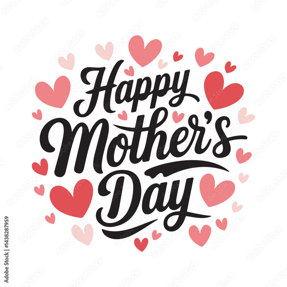 Naklejka premium Mother's Day poster, background, card with hearts. Vector. international women's day celebration, greeting, print and title