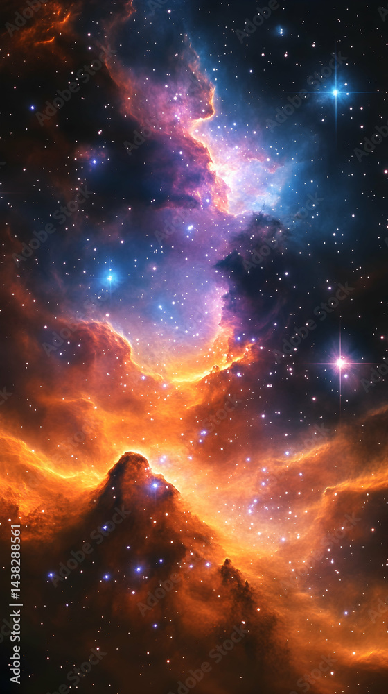 Obraz premium A cosmic dance of star dust and starlight nebula colors blending in space