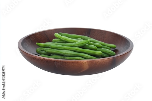 Wallpaper Mural Green beans served in a dark brown wooden bowl Torontodigital.ca