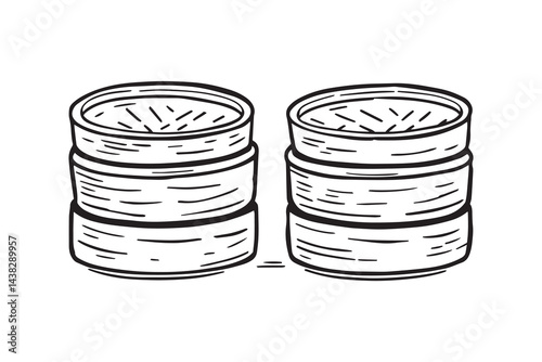 Steamer basket set line art