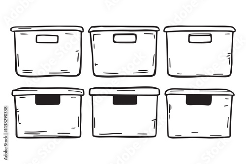 Storage bins set line art
