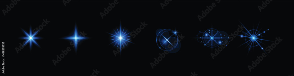 A line-up of six glowing blue star-like orbs sits against a pitch-black backdrop. Each one flaunts a unique, intricate design with different patterns and light effects A line-up of six glowing blue star-like orbs sits against a pitch-black backdrop. Each one flaunts a unique, intricate design with different patterns and light effects
