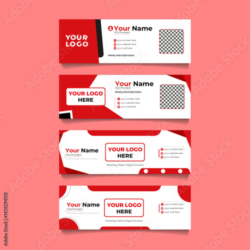 Set of business email signature template email footer design personal social media cover vector