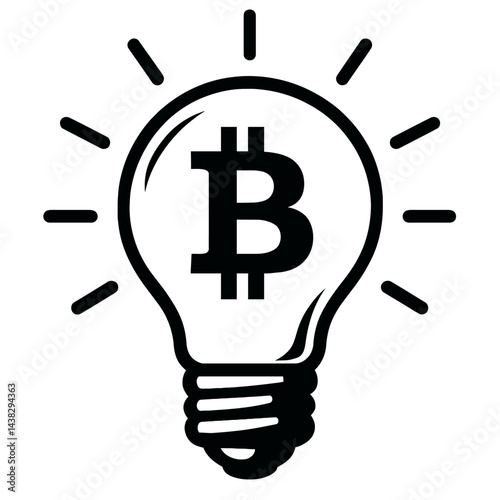 Bitcoin Lightbulb Idea and Innovation Illustration