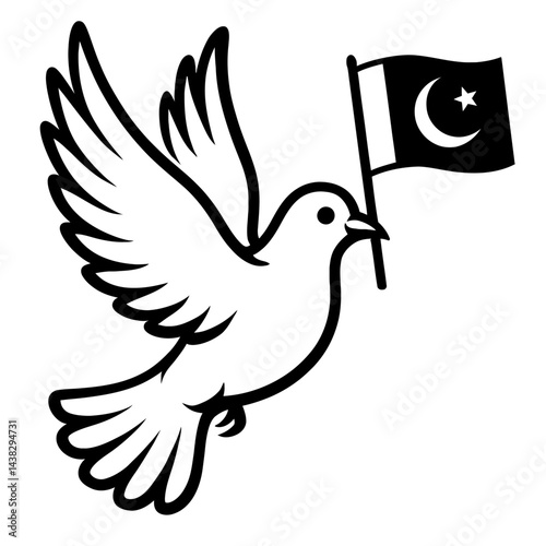 Dove Flying Carrying Pakistan National Flag Illustration