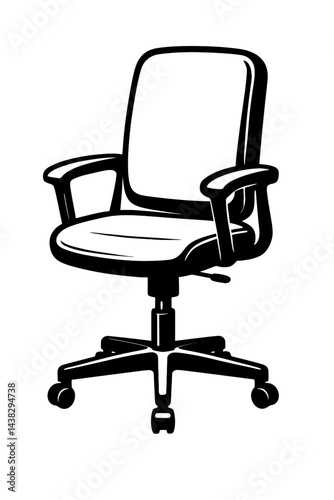 Office Swivel Chair Illustration - Black and White Task Chair