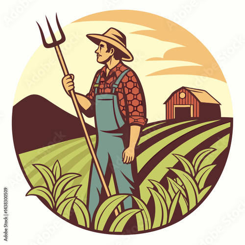 Farmer Traditional Workwear Vector Illustration