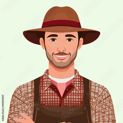 Farmer Traditional Workwear Vector Illustration