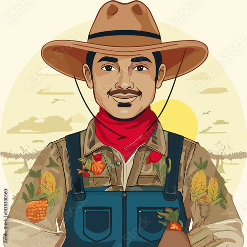 Farmer Traditional Workwear Vector Illustration