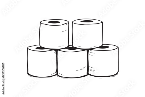 Toilet paper holder set line art
