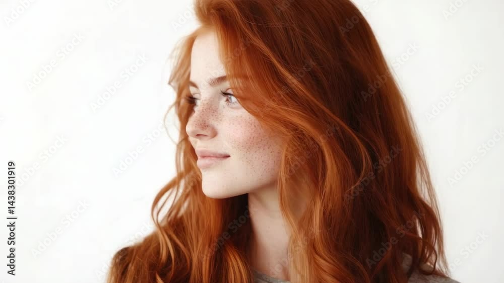 A young red-haired girl with freckles, smiling warmly. She has bright blue eyes and blonde highlights in her hair. Wearing casual clothes and exuding a modern, fashionable vibe. A young red-haired girl with freckles, smiling warmly. She has bright blue eyes and blonde highlights in her hair. Wearing casual clothes and exuding a modern, fashionable vibe.