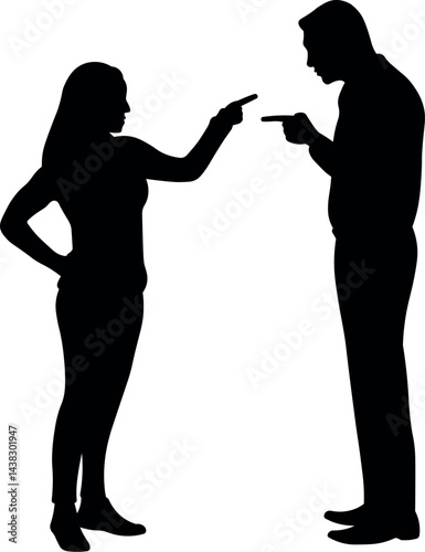 Angry Couple Silhouette in Conflict