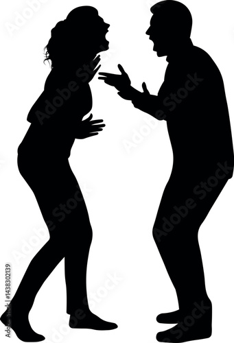 Silhouette of a Couple Yelling at Each Other