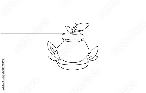 Continuous one line drawing of water pitcher glass. water jug in single line draw vector illustration. Editable vector. Teapot Single Line Drawing Banner with Jug glass icon line continuous 