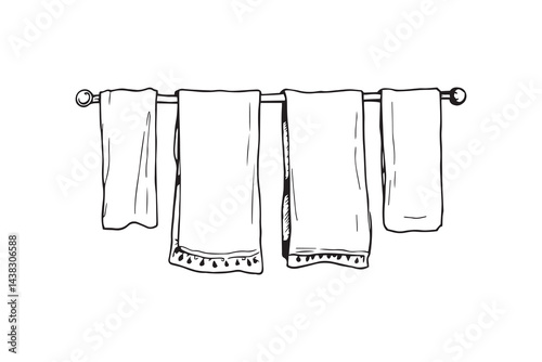 Towel rack set line art