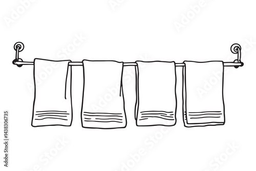 Towel rack set line art