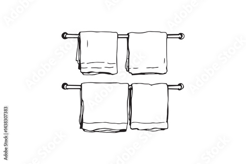 Towel rack set line art