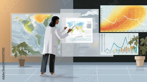 Stock video showcasing a comprehensive analysis of global temperature trends and climate change data.