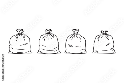 Trash bags line art