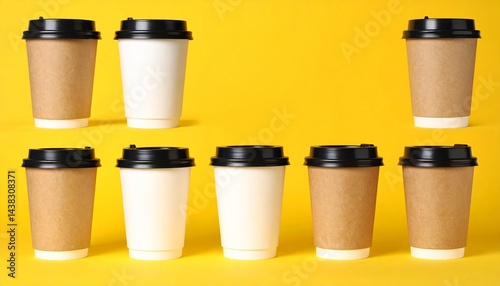 Wallpaper Mural coffee mugs on yellow background Torontodigital.ca