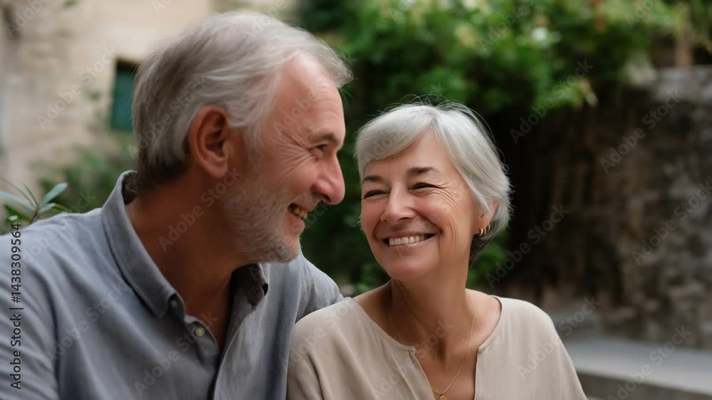 Heartwarming scene of an elderly couple enjoying a joyful moment of companionship. Heartwarming scene of an elderly couple enjoying a joyful moment of companionship.