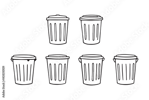 Trash cans line art