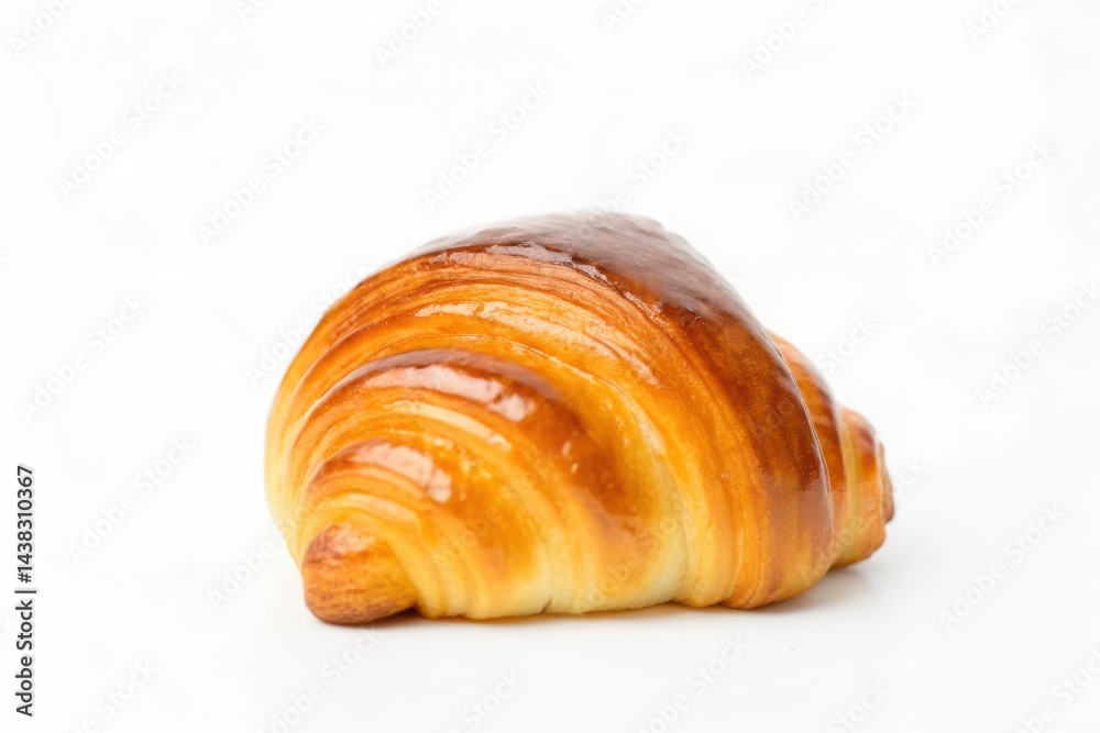 Fototapeta premium Freshly Baked Croissant on White Background with Golden Brown Crust and Soft Interior