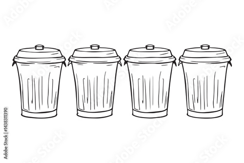 Trash cans line art