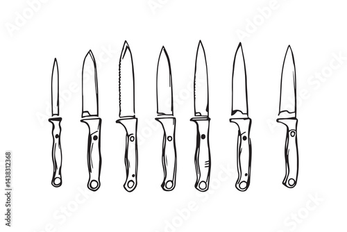 Utility knife set line art
