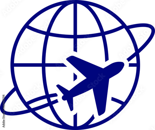 Globe and airplane. Travel Icon. Travelling. Tour and travel with airplane