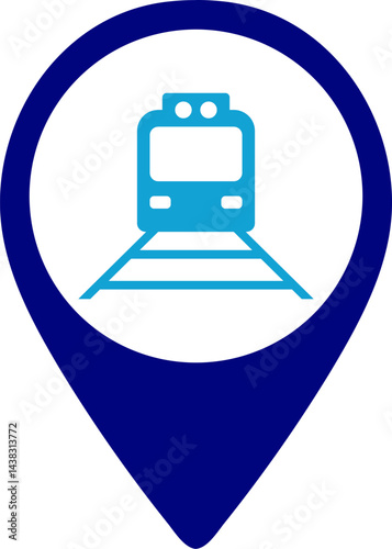 Train station icon. Train station location icon. Rail stoppage location