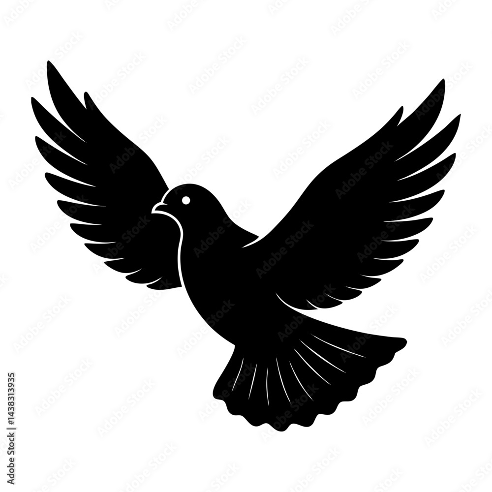 Obraz premium Flying Dove Silhouette vector illustration