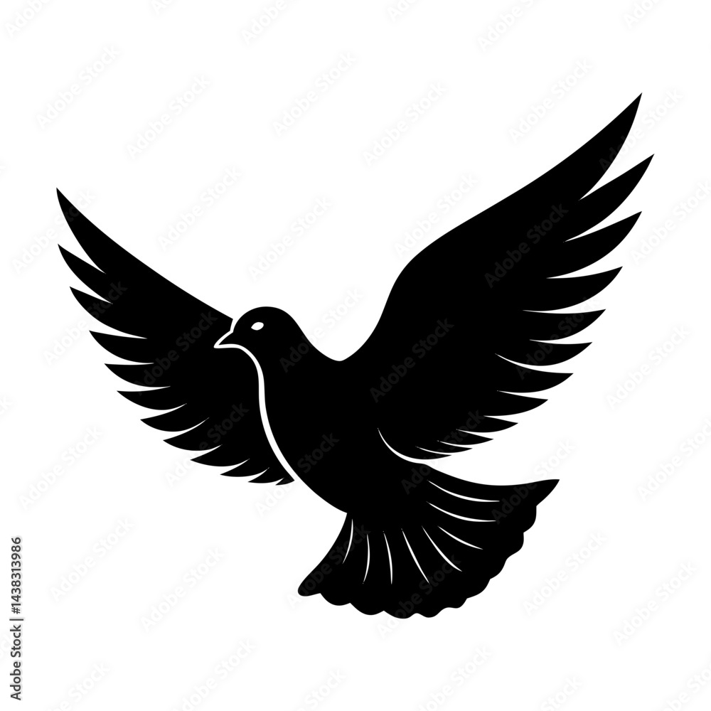Obraz premium Flying Dove Silhouette vector illustration