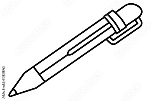 Broken Pen Clip Line Art vector illustration