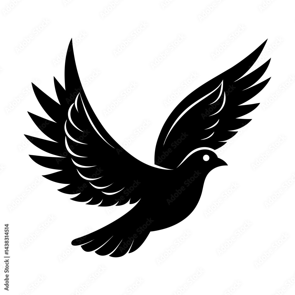 Obraz premium Flying Dove Silhouette vector illustration