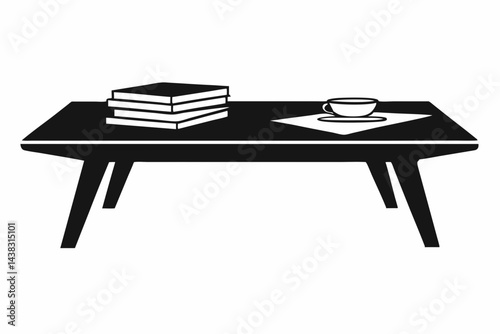 Coffee Table With Magazines Silhouette vector illustration