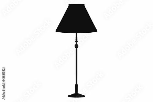 Floor Lamp With Fabric Shade Silhouette vector illustration