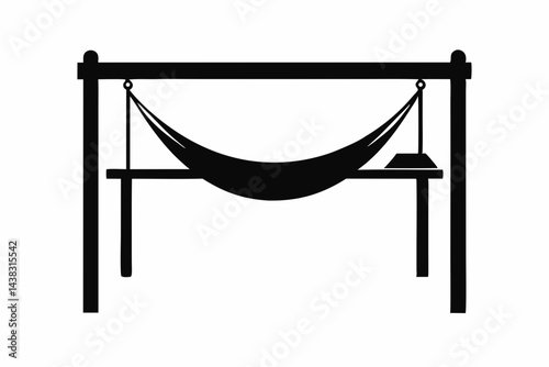 Footrest Hammock Under Desk Silhouette vector illustration