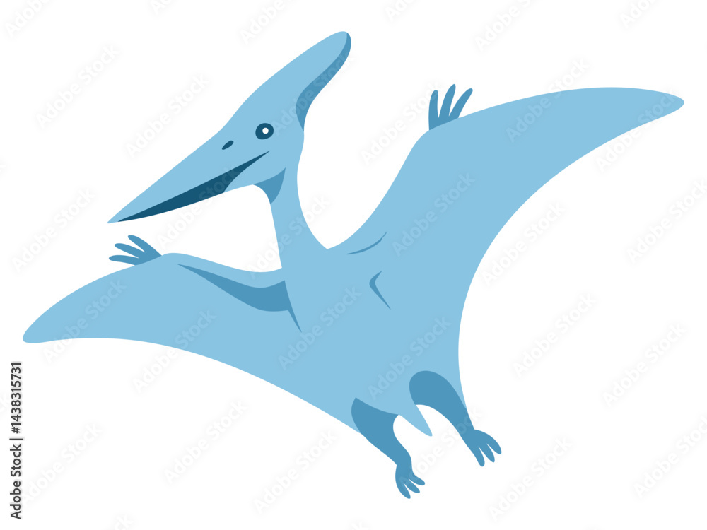 Fototapeta premium Vibrant Minimal Vector Illustration of Pteranodon Dinosaur Soaring in a Flawless Sky Design