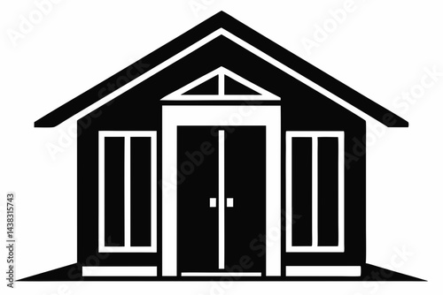 Garden Shed With Pitched Roof Silhouette vector illustration