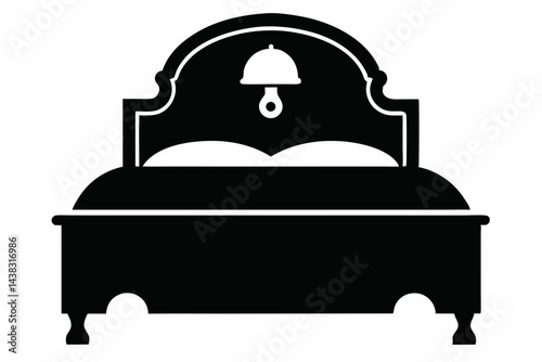 Hope Chest At Foot Of Bed Silhouette vector illustration