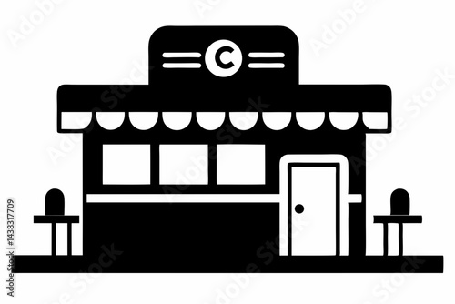 Mini Roadside Diner Silhouette vector illustration
