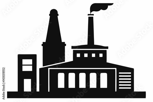 Miniature Industrial Smokestack Building Silhouette vector illustration