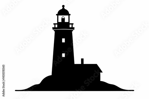 Miniature New England Lighthouse Silhouette vector illustration