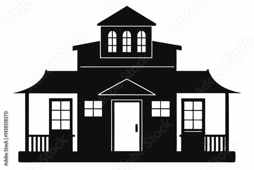 Miniature Old Western Saloon Silhouette vector illustration