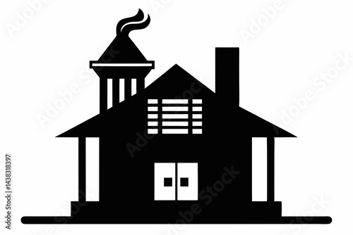 Miniature Plantation Era Smokehouse Silhouette vector illustration