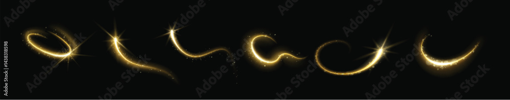 Abstract, dark background, golden light trails, curved and circular shapes, light leaks, whimsical, dynamic, ethereal, elegant, glowing edges, soft focus Abstract, dark background, golden light trails, curved and circular shapes, light leaks, whimsical, dynamic, ethereal, elegant, glowing edges, soft focus
