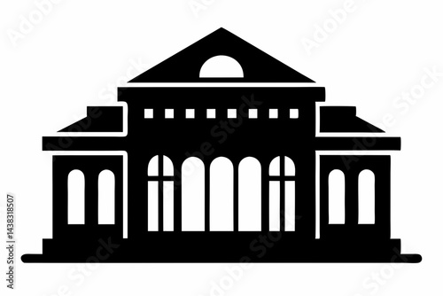Miniature Presidential Library Building Silhouette vector illustration
