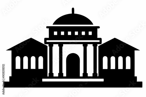 Miniature Presidential Library Building Silhouette vector illustration