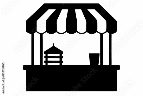Miniature Wooden Boardwalk Shop Silhouette vector illustration